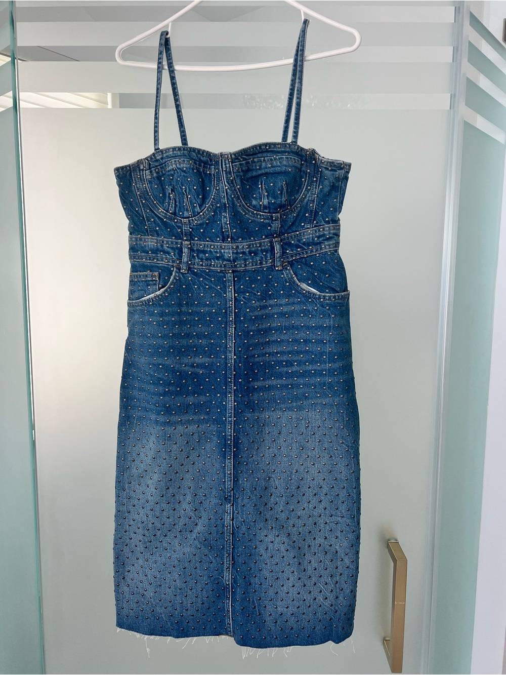 Zara Studded Bustier Denim Dress size M